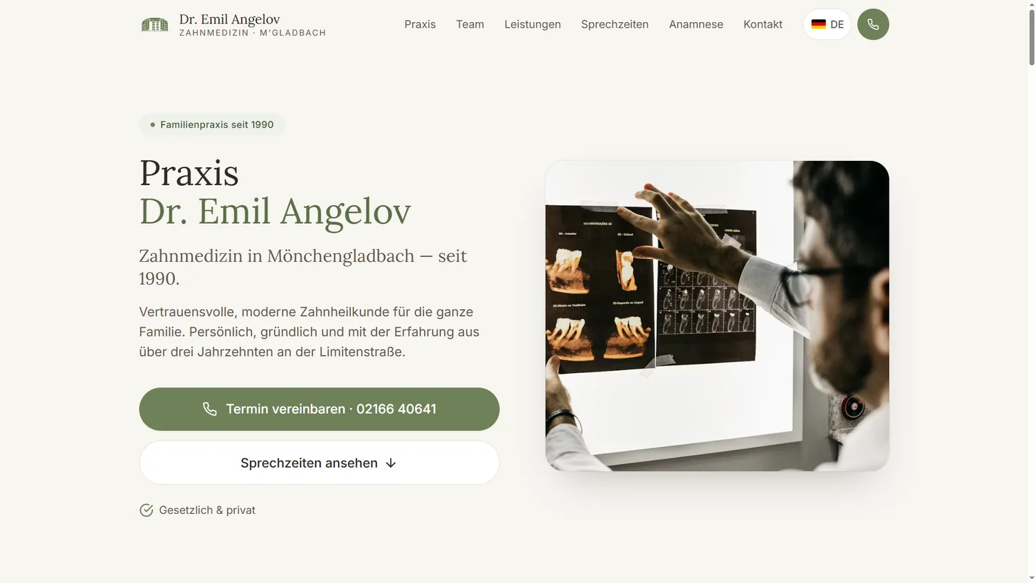 Neue Website der Zahnarztpraxis Dr. Emil Angelov